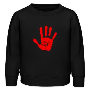 Empreinte de main rouge - Sweat enfant bio Stanley/Stella - noir - Devant - AI Model Kid Male (0cm)