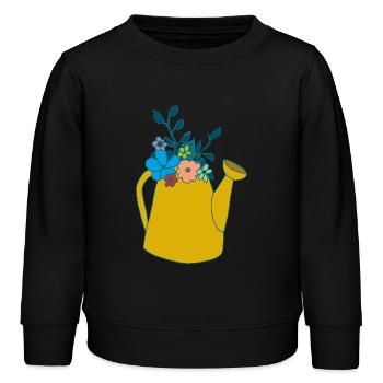 Watering can mustard colours - Kids Organic Sweatshirt by Stanley/Stella - black - Front - AI Model Kid Male (0cm)