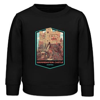 Illustration Grimmenstein Castle, Lower Austria - Kids Organic Sweatshirt by Stanley/Stella - black - Front - AI Model Kid Male (0cm)