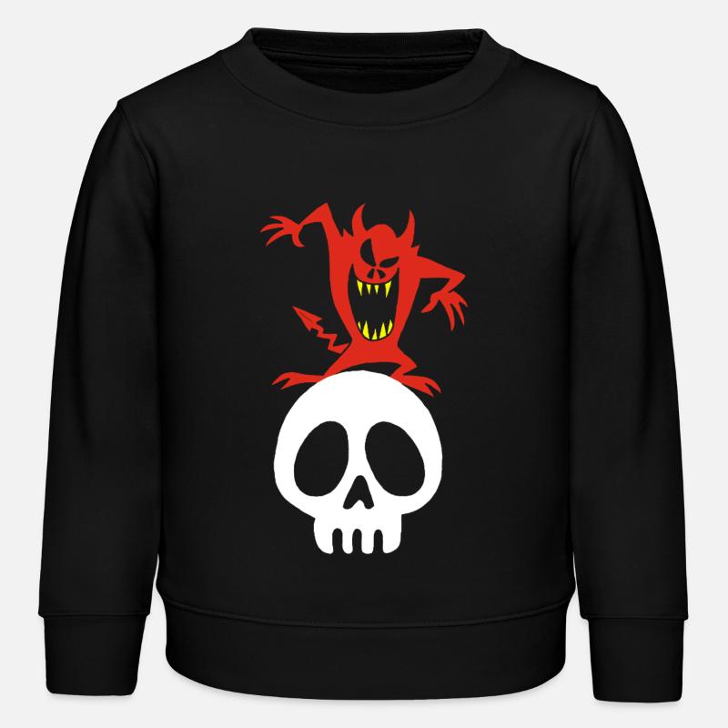 Dämon auf einem Schädel - Kinder Organic Sweatshirt Mini Changer von Stanley/Stella - Schwarz