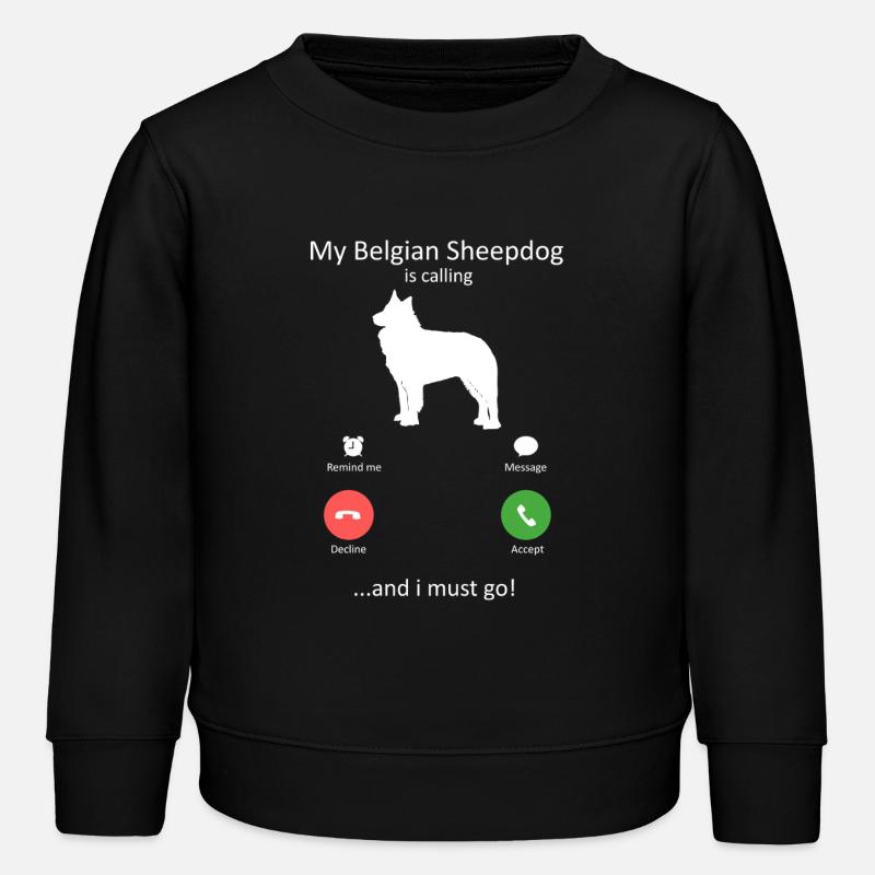 Belgischer Schäferhund ruft Telefon Bildschirmkunsthund an - Kinder Organic Sweatshirt Mini Changer von Stanley/Stella - Schwarz