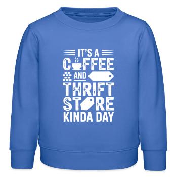 Coffee and Thrift Store Day - Kids Organic Sweatshirt by Stanley/Stella - carolina blue - Front - AI Model Kid Female (0cm)