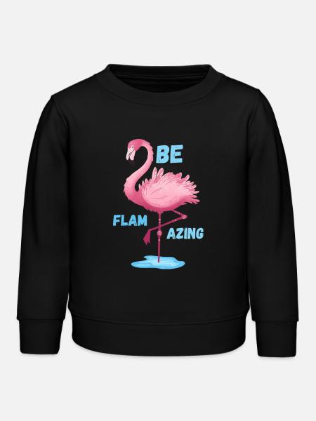 Pink Flamingo Sei Flamazing - Kinder Organic Sweatshirt Mini Changer von Stanley/Stella - Schwarz