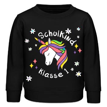 Schulkind Einschulung EINHORN - Kinder Organic Sweatshirt Mini Changer von Stanley/Stella - Schwarz - Vorne - AI Model Kid Male (0cm)