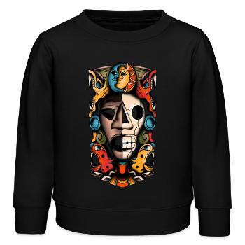 Aztec mask - Kids Organic Sweatshirt by Stanley/Stella - black - Front - AI Model Kid Male (0cm)