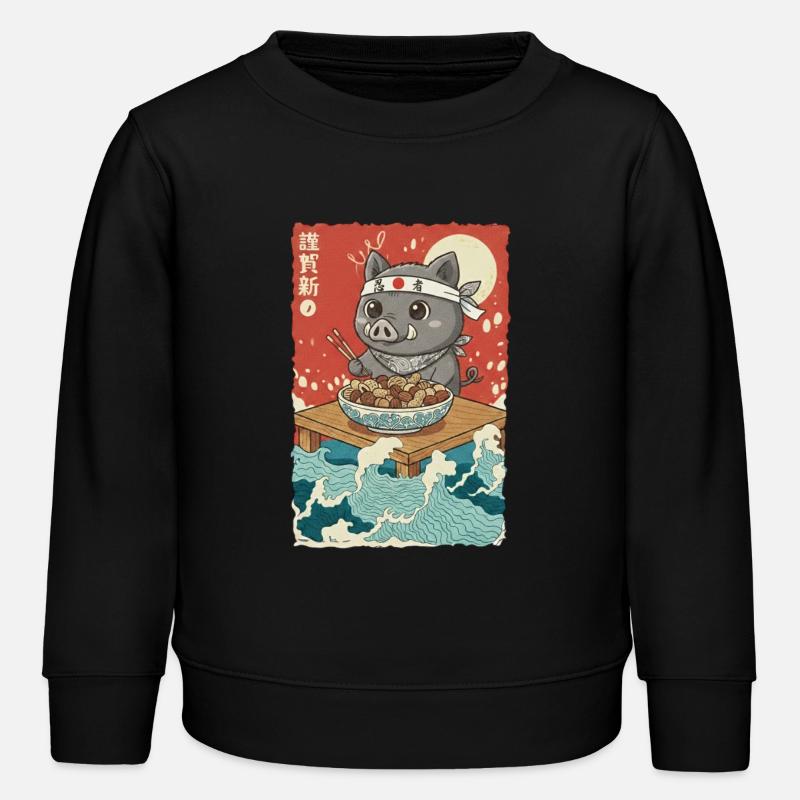 Anime Wildschwein - Kinder Organic Sweatshirt Mini Changer von Stanley/Stella - Schwarz