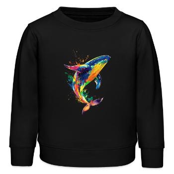 Wal Pop Art Bunt - Kinder Organic Sweatshirt Mini Changer von Stanley/Stella - Schwarz - Vorne - AI Model Kid Male (0cm)