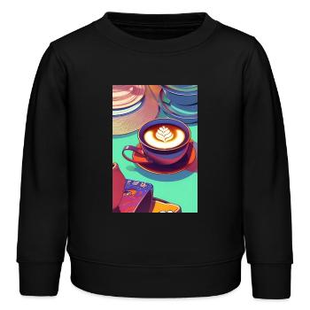 Café, grains de café - Sweat enfant bio Stanley/Stella - noir - Devant - AI Model Kid Male (0cm)