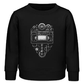 Steampunk Heart Kassette Gearprint - Kinder Organic Sweatshirt Mini Changer von Stanley/Stella - Schwarz - Vorne - AI Model Kid Male (0cm)