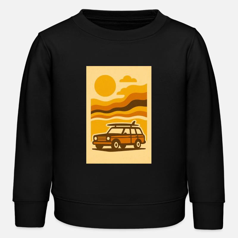 Sunset Ride – 70s Surf Wagon Edition - Kids Organic Sweatshirt by Stanley/Stella - black