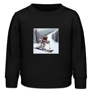 Sloth Wanderer Skier - Kids Organic Sweatshirt by Stanley/Stella - black - Front - AI Model Kid Male (0cm)