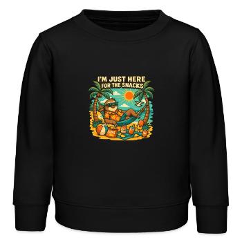 Paresse-lin sur la plage pour grignoter - Sweat enfant bio Stanley/Stella - noir - Devant - AI Model Kid Male (0cm)