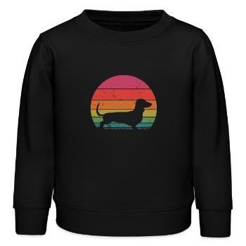 Rétro Teckel Silhouette - Cadeau Amoureux des Chiens - Sweat enfant bio Stanley/Stella - noir - Devant - AI Model Kid Male (0cm)