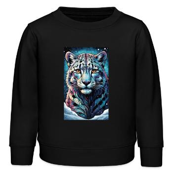 Schneeleopard | Leopard | Raubtier - Kinder Organic Sweatshirt Mini Changer von Stanley/Stella - Schwarz - Vorne - AI Model Kid Male (0cm)