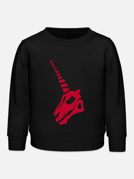 Roter Einhorn-Schädel - Kinder Organic Sweatshirt Mini Changer von Stanley/Stella - Schwarz