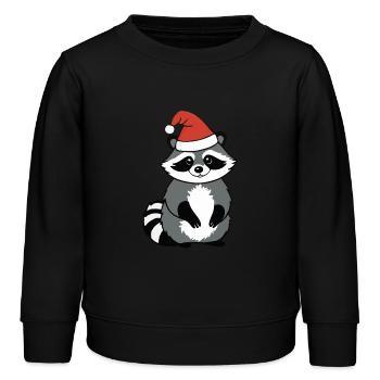Waschbär Weihnachten Wasserfarben - Kinder Organic Sweatshirt Mini Changer von Stanley/Stella - Schwarz - Vorne - AI Model Kid Male (0cm)