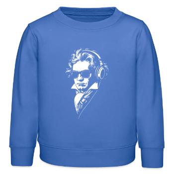 Retro DJ Beethoven Gesicht Porträt - Kinder Organic Sweatshirt Mini Changer von Stanley/Stella - carolina Blue - Vorne - AI Model Kid Female (0cm)