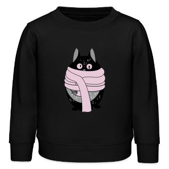 Katze mit Schal - Kinder Organic Sweatshirt Mini Changer von Stanley/Stella - Schwarz - Vorne - AI Model Kid Male (0cm)
