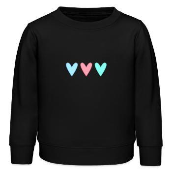 HERZ. HERZ. HEILIGER VALENTINSTAG. LIEBE. LIEBE. PAAR. - Kinder Organic Sweatshirt Mini Changer von Stanley/Stella - Schwarz - Vorne - AI Model Kid Male (0cm)