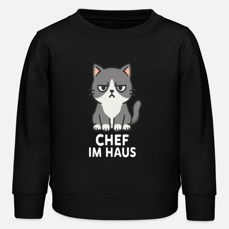 Katze mit mürrischem Gesichtsausdruck - Kinder Organic Sweatshirt Mini Changer von Stanley/Stella - Schwarz
