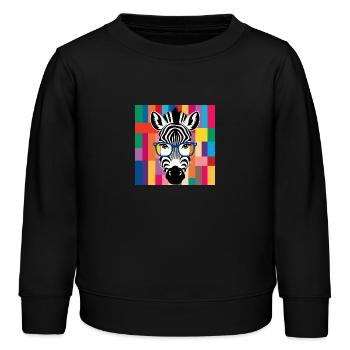 Zebra Cool mit Brille Bunt - Kinder Organic Sweatshirt Mini Changer von Stanley/Stella - Schwarz - Vorne - AI Model Kid Male (0cm)