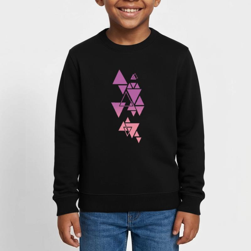 Gradient Triangle Pattern Pink Kids Organic Sweatshirt by Stanley/Stella