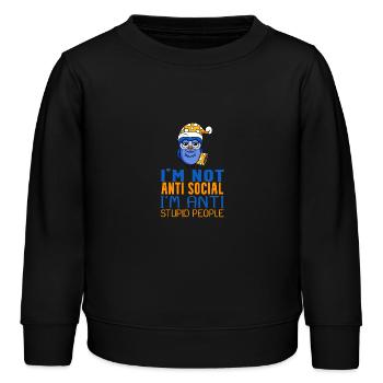 Eule Faul - Kinder Organic Sweatshirt Mini Changer von Stanley/Stella - Schwarz - Vorne - AI Model Kid Male (0cm)