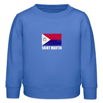 St. Martin Flagge Grunge St. Martin Fahne - Kinder Organic Sweatshirt Mini Changer von Stanley/Stella - carolina Blue - Vorne - AI Model Kid Female (0cm)