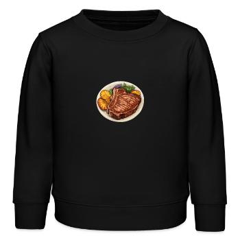 Steak Viande Nourriture - Sweat enfant bio Stanley/Stella - noir - Devant - AI Model Kid Male (0cm)