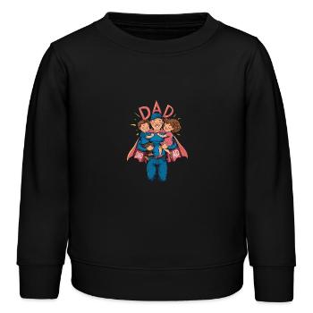 Un papa super-héros avec des enfants fiers - Sweat enfant bio Stanley/Stella - noir - Devant - AI Model Kid Male (0cm)