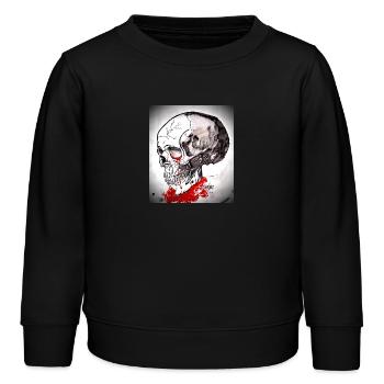 Croquis du Crâne Sanglant - Sweat enfant bio Stanley/Stella - noir - Devant - AI Model Kid Male (0cm)