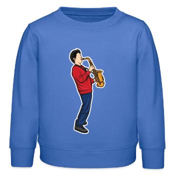 Funny saxophone boy - Kids Organic Sweatshirt by Stanley/Stella - carolina blue - Front - AI Model Kid Female (0cm)