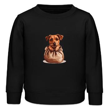 Pocket Pup – Votre fidèle compagnon dans une pochette - Sweat enfant bio Stanley/Stella - noir - Devant - AI Model Kid Male (0cm)