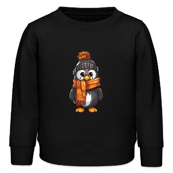 Pinguin Winter Comic - Kinder Organic Sweatshirt Mini Changer von Stanley/Stella - Schwarz - Vorne - AI Model Kid Male (0cm)