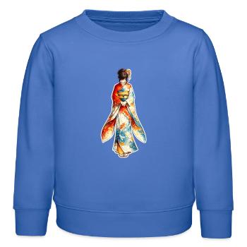 Kimono. 2. IA générée - Sweat enfant bio Stanley/Stella - carolina blue - Devant - AI Model Kid Female (0cm)