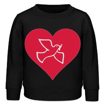 Friedenstaube Herz - Kinder Organic Sweatshirt Mini Changer von Stanley/Stella - Schwarz - Vorne - AI Model Kid Male (0cm)