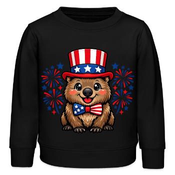Wombat Australien Tiere Patriot Independence Day - Kinder Organic Sweatshirt Mini Changer von Stanley/Stella - Schwarz - Vorne - AI Model Kid Male (0cm)