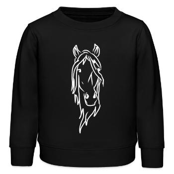 Pferd weiss - Kinder Organic Sweatshirt Mini Changer von Stanley/Stella - Schwarz - Vorne - AI Model Kid Male (0cm)
