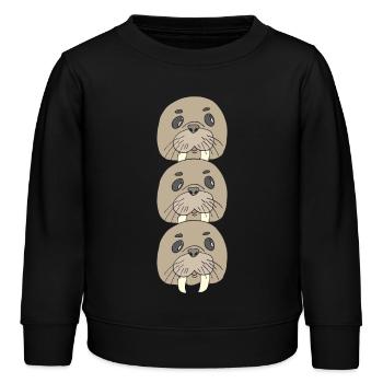 Walrus Triple Pack - Kids Organic Sweatshirt by Stanley/Stella - black - Front - AI Model Kid Male (0cm)