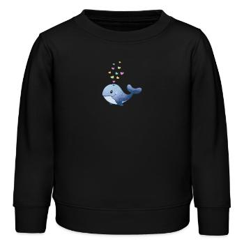Baleine avec cœur - Sweat enfant bio Stanley/Stella - noir - Devant - AI Model Kid Male (0cm)