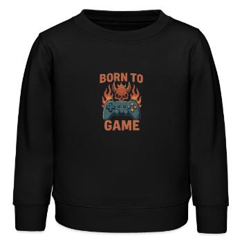 Born to Game – Fire Skull Controller - Kinder Organic Sweatshirt Mini Changer von Stanley/Stella - Schwarz - Vorne - AI Model Kid Male (0cm)