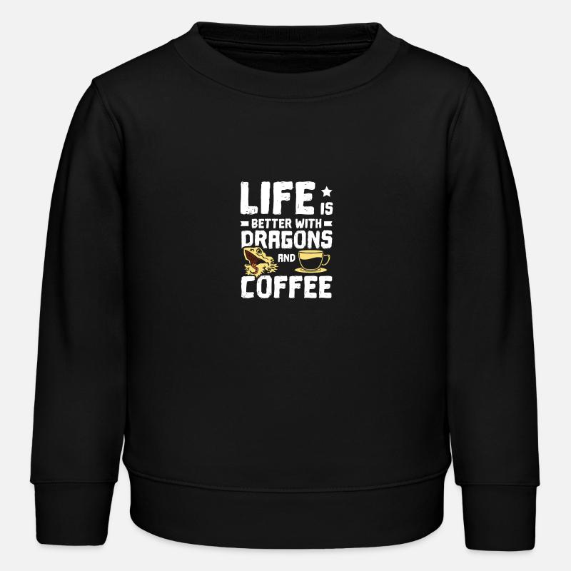 Life is better with bearded dragons and coffee - Kids Organic Sweatshirt by Stanley/Stella - black