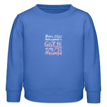 Never underestimate a girl who plays marimba - Kinder Organic Sweatshirt Mini Changer von Stanley/Stella - carolina Blue - Vorne - AI Model Kid Female (0cm)