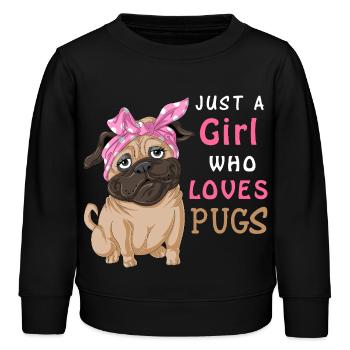 Nur ein Mädchen, das Möpse liebt – Lustiger süßer Hundeliebhaber - Kinder Organic Sweatshirt Mini Changer von Stanley/Stella - Schwarz - Vorne - AI Model Kid Male (0cm)
