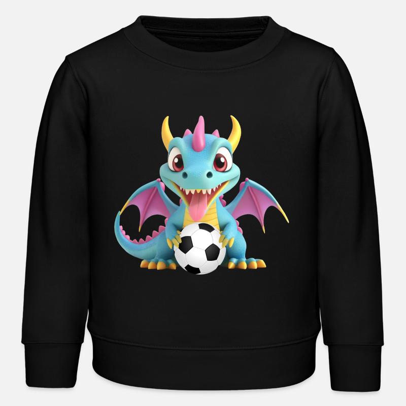 Drachen Monster mit Fussball - Kinder Organic Sweatshirt Mini Changer von Stanley/Stella - Schwarz
