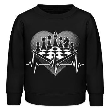 Herzschlag Schach - Kinder Organic Sweatshirt Mini Changer von Stanley/Stella - Schwarz - Vorne - AI Model Kid Male (0cm)