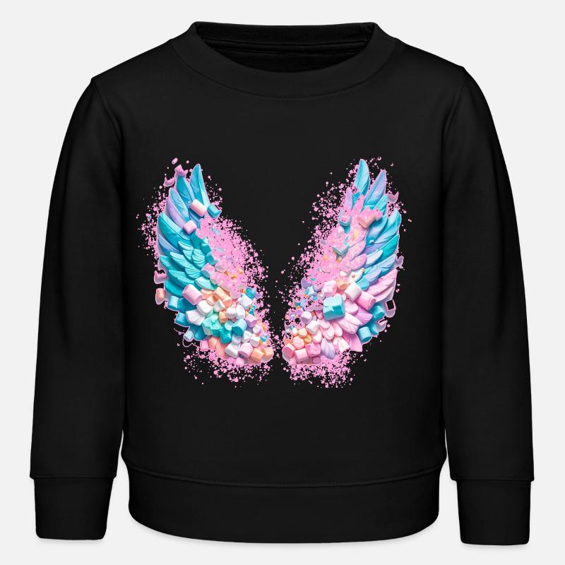 ailes d’ange, guimauves, ailes colorées, graffiti - Sweat enfant bio Stanley/Stella - noir