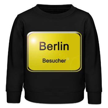 Ortsschild Berlin Besucher - Kids Organic Sweatshirt by Stanley/Stella - black - Front - AI Model Kid Male (0cm)