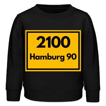 Panneau de lieu - puis rétro ancien code postal 2100 HAMBOURG 90 - Sweat enfant bio Stanley/Stella - noir - Devant - AI Model Kid Male (0cm)