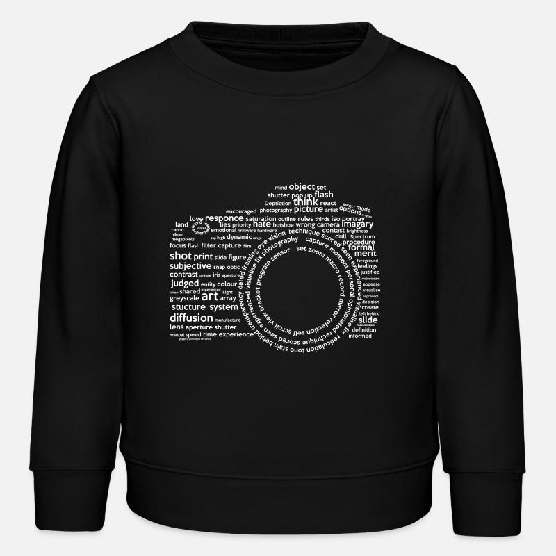 Camera Typography White - Kids Organic Sweatshirt by Stanley/Stella - black